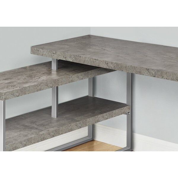 Monarch Specialties Computer Desk, Home Office, Corner, Storage Shelves, 60"L, L Shape, Work, Laptop, Metal, Grey - I 7586