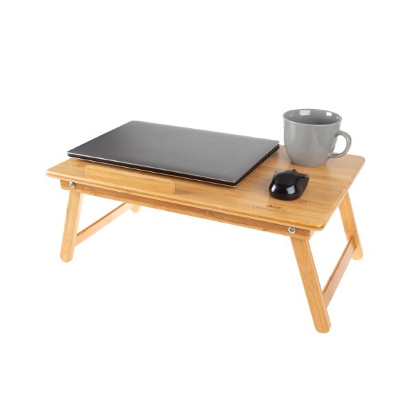 Hastings Home Lap Desk, Bamboo Travel Tray with Magnetic Base, Ergonomic Adjustable Top and Storage Drawer - 130054YLW