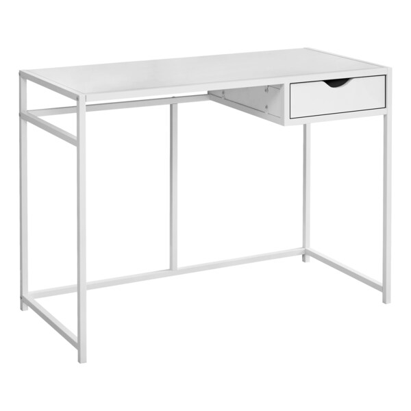 Monarch Specialties Computer Desk, Home Office, Laptop, Storage Drawer, 42"L, Work, Metal, Laminate, White, Contemporary - I 7570