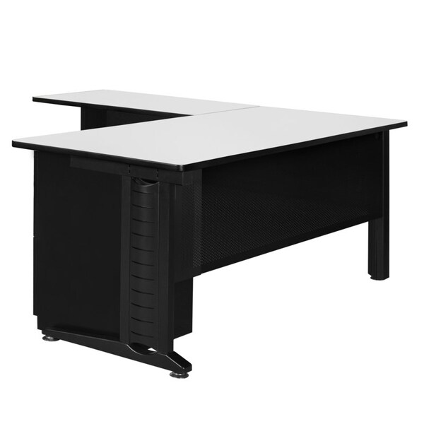 Regency Fusion L-Desks with Storage, 72 D X 29 H, 66 W X Wood, Metal, White - MLD663042WH