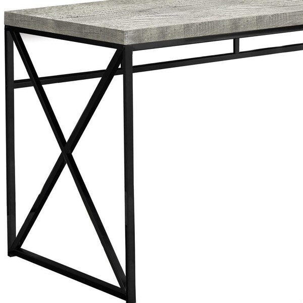 Homeroots 29.75 in. Grey Particle Board & Black Metal Computer Desk - 333548