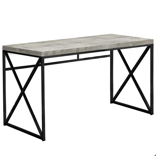 Homeroots 29.75 in. Grey Particle Board & Black Metal Computer Desk - 333548