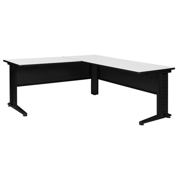 Regency Fusion L-Desk Shells, 72 D X 29 H, 72 W X Wood, Metal, White - MLDS723042WH