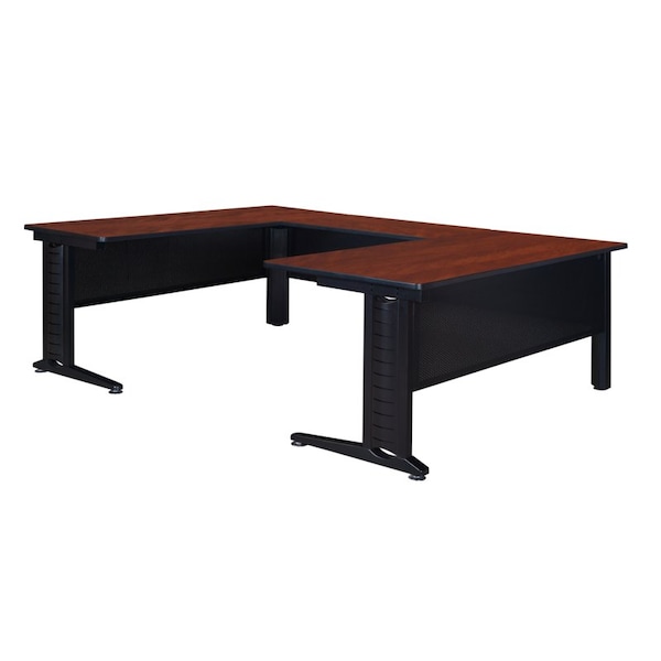 Regency Desk Shell Desks > U-Desks > Fusion U-Desk Shells, 96 D X 29 H, 66 W X Wood|Metal, Cherry - MUDS663042CH