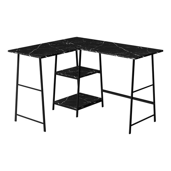 Monarch Specialties Computer Desk, Home Office, Corner, 48"L, L Shape, Work, Laptop, Metal, Black Marble Look - I 7594