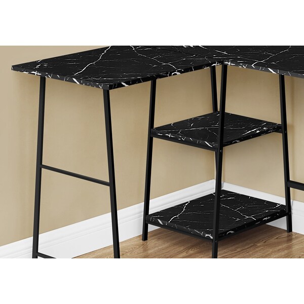 Monarch Specialties Computer Desk, Home Office, Corner, 48"L, L Shape, Work, Laptop, Metal, Black Marble Look - I 7594