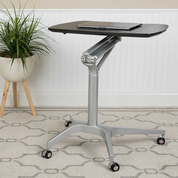 Flash Furniture Black Mobile Sit to Stand Desk - NAN-IP-10-BK-GG