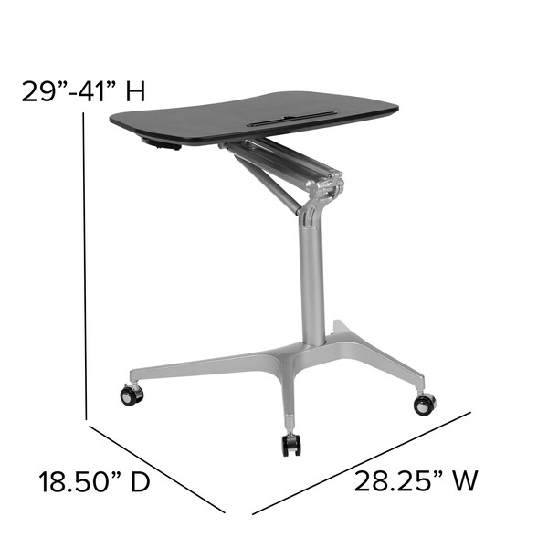 Flash Furniture Black Mobile Sit to Stand Desk - NAN-IP-10-BK-GG