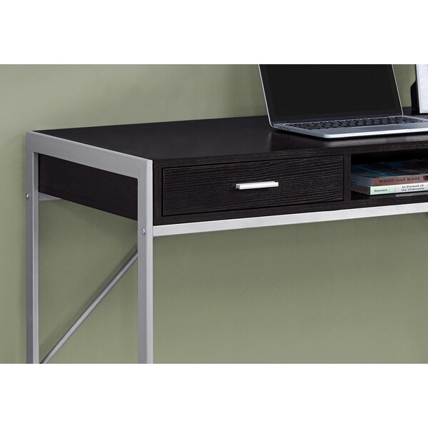 Homeroots 32.75 in. Cappuccino MDF & Silver Metal Computer Desk - 333488