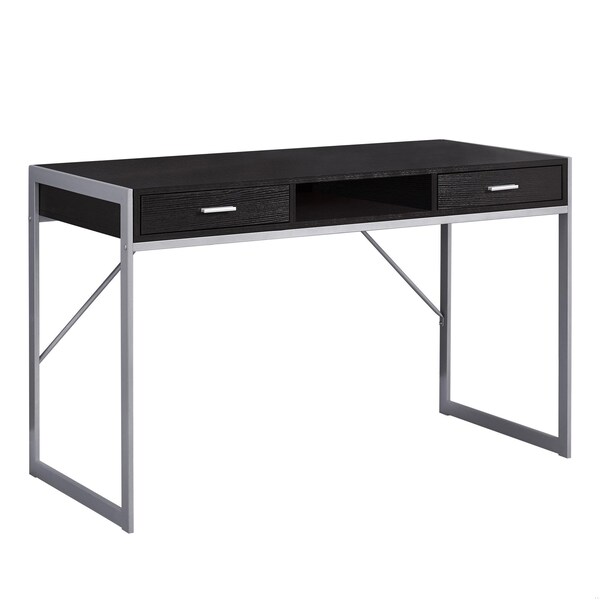 Homeroots 32.75 in. Cappuccino MDF & Silver Metal Computer Desk - 333488