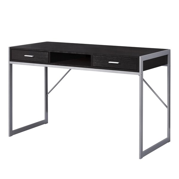 Homeroots 32.75 in. Cappuccino MDF & Silver Metal Computer Desk - 333488