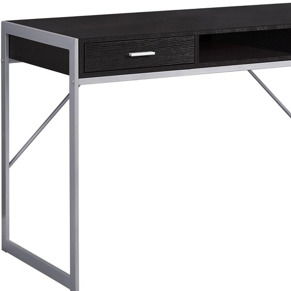 Homeroots 32.75 in. Cappuccino MDF & Silver Metal Computer Desk - 333488