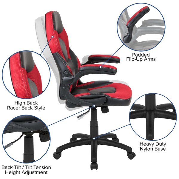 Flash Furniture Black Gaming Desk and Chair Set with Cup Holder - BLN-X10D1904-RD-GG