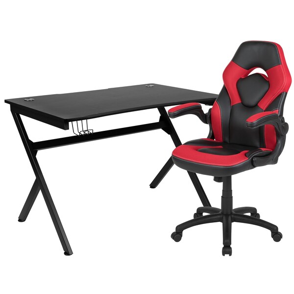 Flash Furniture Black Gaming Desk and Chair Set with Cup Holder - BLN-X10D1904-RD-GG