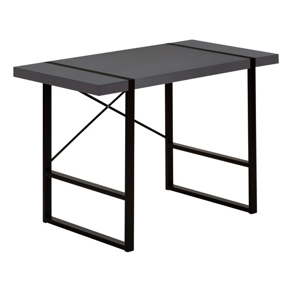 Monarch Specialties Computer Desk, Home Office, Laptop, 48"L, Work, Metal, Laminate, Grey, Black, Contemporary, Modern - I 7660