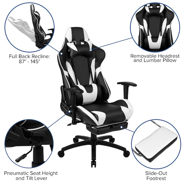 Flash Furniture Black Gaming Desk-Cup Holder/Reclining Chair Set - BLN-X30D1904-BK-GG