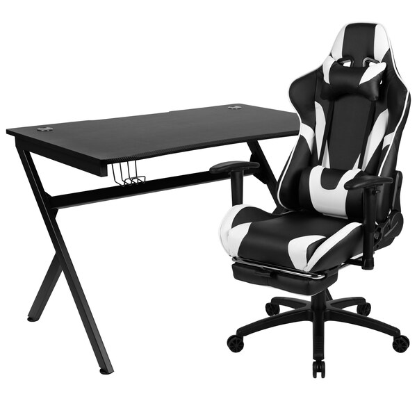 Flash Furniture Black Gaming Desk-Cup Holder/Reclining Chair Set - BLN-X30D1904-BK-GG