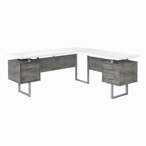 Monarch Specialties Computer Desk, Home Office, Corner, Storage Drawers, 70"L, L Shape, Work, Laptop, Metal, Grey - I 7618