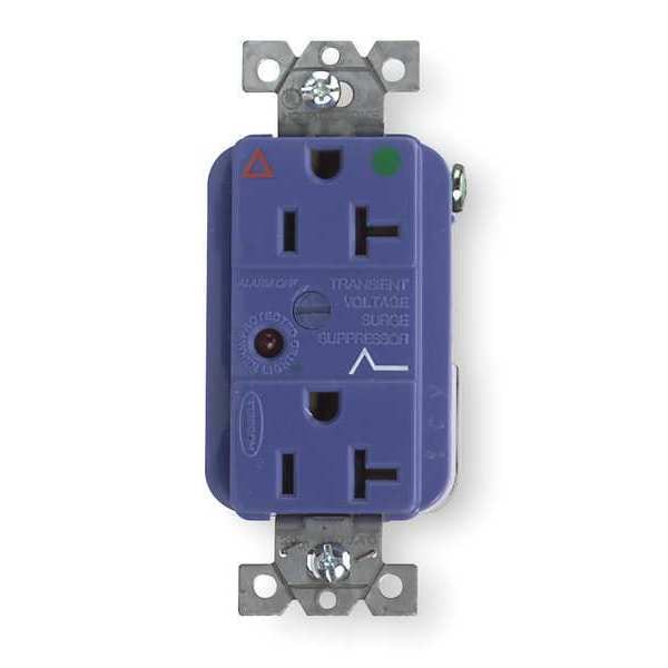 Hubbell Receptacle, 20 A Amps, 125V AC, Flush Mount, Decorator Duplex Outlet, 5-20R, Blue - IG8362SA