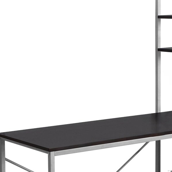 Homeroots 55 in. Cappuccino MDF & Silver Metal Computer Desk - 333399