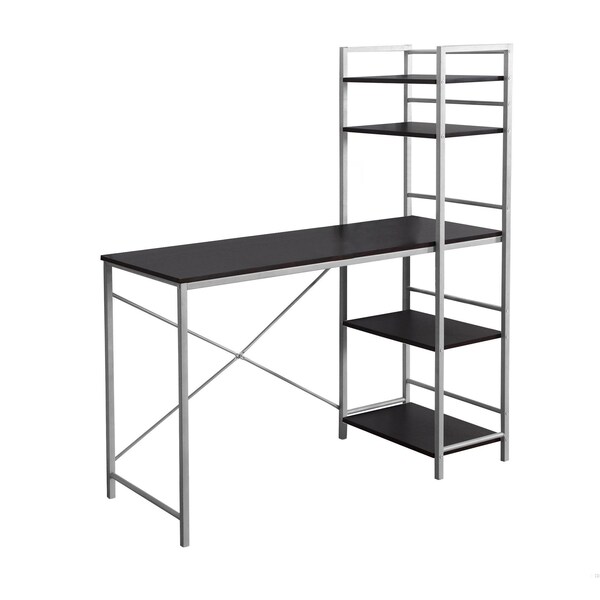 Homeroots 55 in. Cappuccino MDF & Silver Metal Computer Desk - 333399