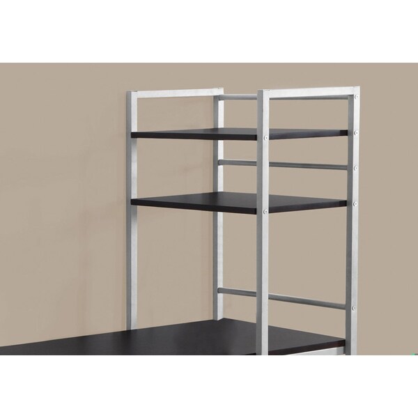 Homeroots 55 in. Cappuccino MDF & Silver Metal Computer Desk - 333399