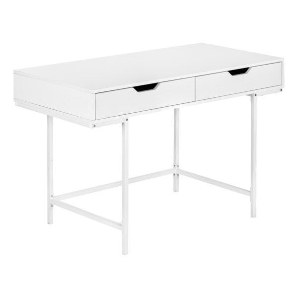 Monarch Specialties Computer Desk, Home Office, Laptop, Storage Drawers, 48"L, Work, Metal, Laminate, White - I 7554