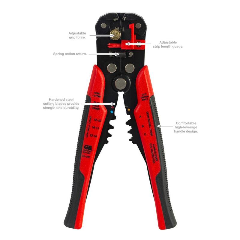 Gardner Bender 8.25 in. Wire Stripper/Cutter/Crimper with Adjustable Tensioning Wheel - GS-395