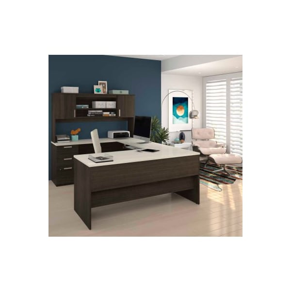 Bestar Bestar Ridgely Series U-Shaped Desk With Dark Chocolate & White Chocolate Finish - 52414-31