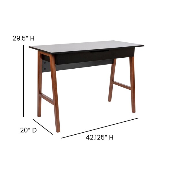 Flash Furniture Black/Walnut Home Office Computer Desk with Drawer - GC-MBLK60-BK-WAL-GG