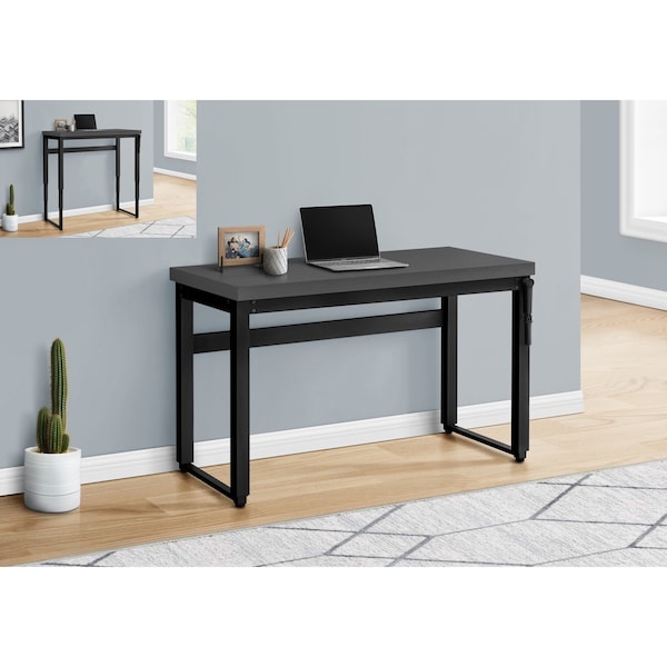 Monarch Specialties Computer Desk, Home Office, Standing, Adjustable, 48"L, Work, Laptop, Metal, Laminate, Grey, Black - I 7680
