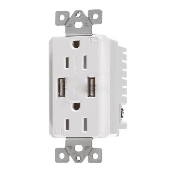 American Imaginations 15 AMP Rectangle White Electrical Receptacle Plastic-Aluminum - AI-36846