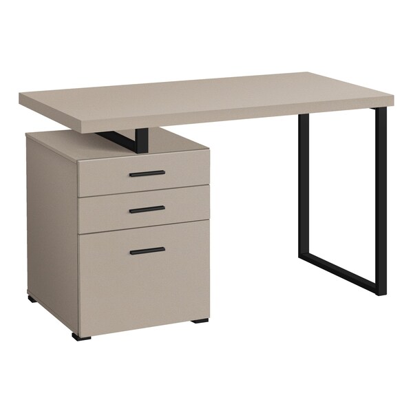 Monarch Specialties Computer Desk, Home Office, Laptop, Left, Right Set-up, Storage Drawers, 48"L, Work, Metal, Beige - I 7644