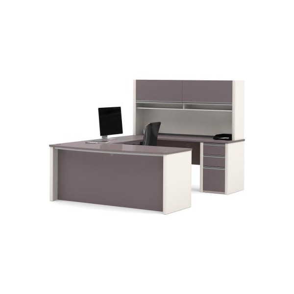 Bestar Bestar U Desk W/ Hutch & Pedestal - 71 - Slate & Sandstone - Connexion Series - 93879-1659