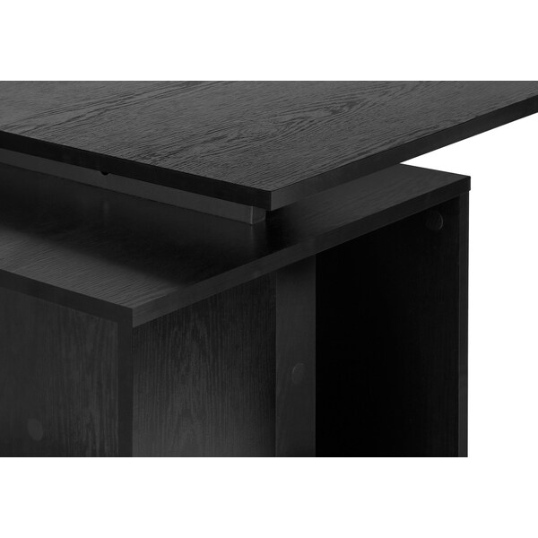 Monarch Specialties Computer Desk, Home Office, Left/Right Set-up, Storage Shelves, 55in.L, Work, Laptop, Black Laminate - I 7601