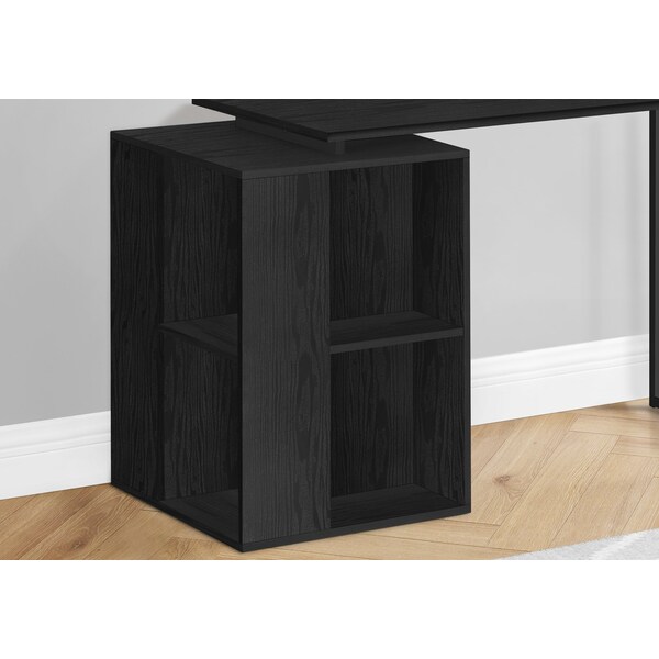 Monarch Specialties Computer Desk, Home Office, Left/Right Set-up, Storage Shelves, 55in.L, Work, Laptop, Black Laminate - I 7601