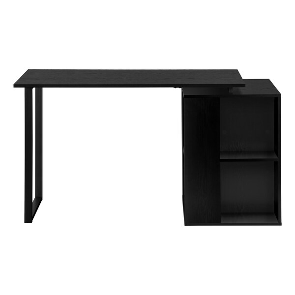 Monarch Specialties Computer Desk, Home Office, Left/Right Set-up, Storage Shelves, 55in.L, Work, Laptop, Black Laminate - I 7601