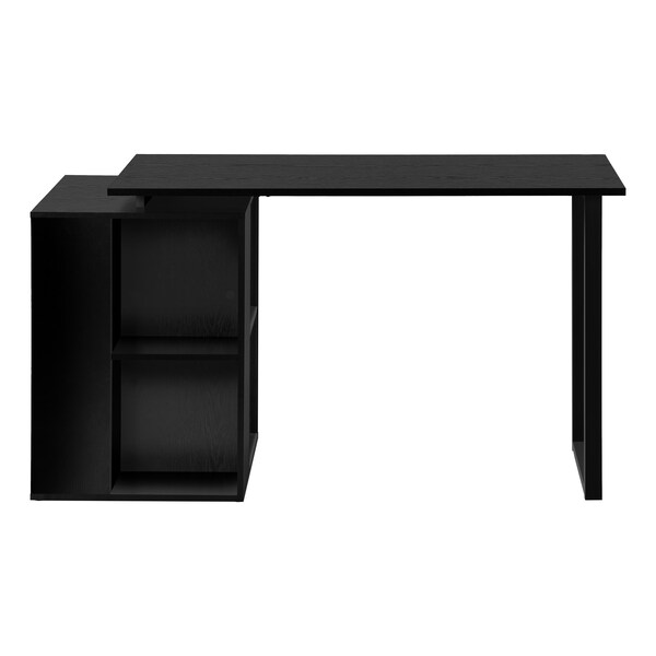 Monarch Specialties Computer Desk, Home Office, Left/Right Set-up, Storage Shelves, 55in.L, Work, Laptop, Black Laminate - I 7601