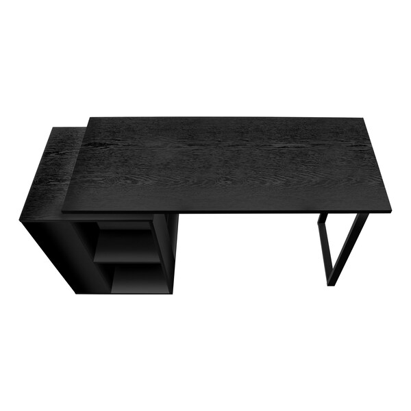 Monarch Specialties Computer Desk, Home Office, Left/Right Set-up, Storage Shelves, 55in.L, Work, Laptop, Black Laminate - I 7601
