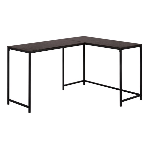 Monarch Specialties Computer Desk, Home Office, Corner, 58"L, L Shape, Work, Laptop, Metal, Laminate, Brown, Black - I 7390