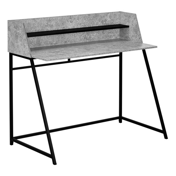 Monarch Specialties Computer Desk, Home Office, Laptop, Storage Shelves, 48"L, Work, Metal, Laminate, Grey, Black - I 7550