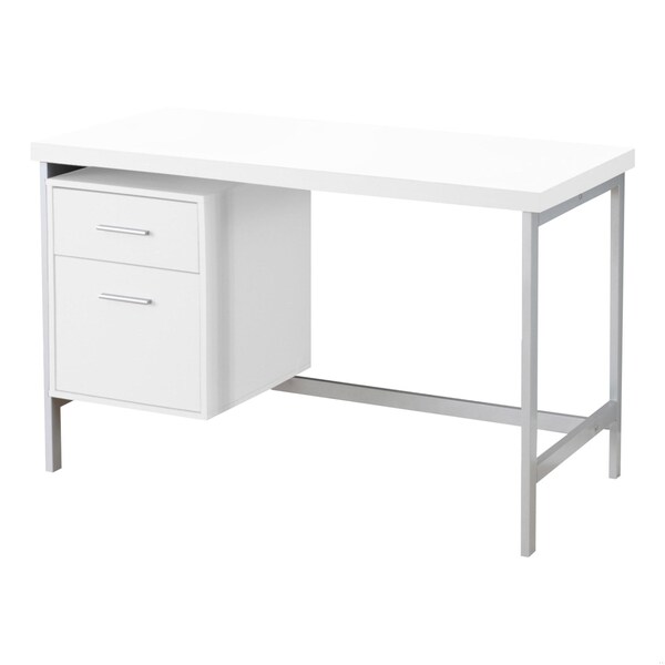 Homeroots 30 in. Particle Board & Silver Metal Computer Desk - 333387