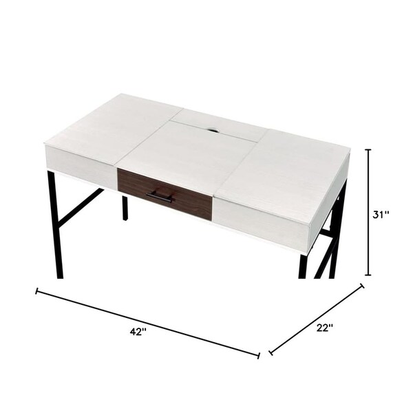 Acme Wooden 1-Drawer Writing Desk with USB Port in Natural and Black - ER-047NL