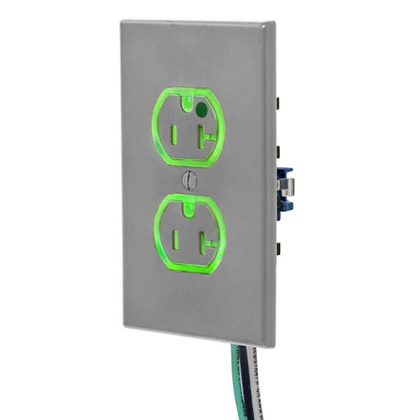 Hubbell Extra Heavy Duty Hospital Grade SNAPConnect Receptacle - SNAP8300GYLTR