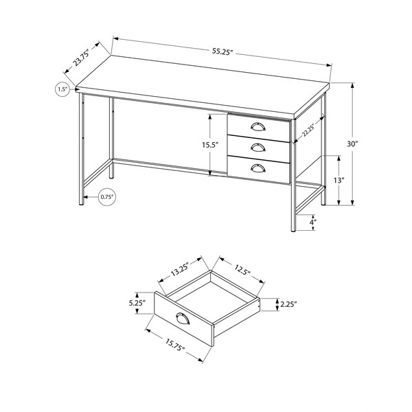 Homeroots 30 in. Black Particle Board & Black Metal Computer Desk with a Hollow Core - 333553