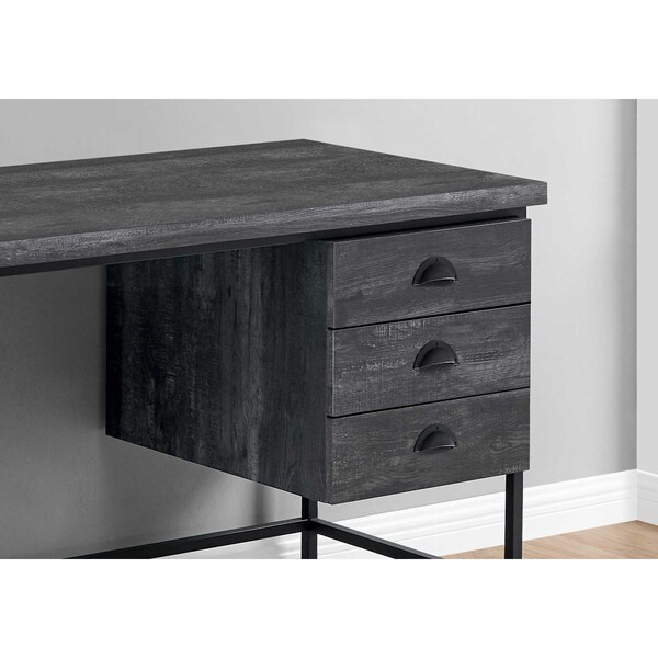 Homeroots 30 in. Black Particle Board & Black Metal Computer Desk with a Hollow Core - 333553