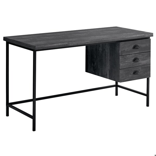 Homeroots 30 in. Black Particle Board & Black Metal Computer Desk with a Hollow Core - 333553