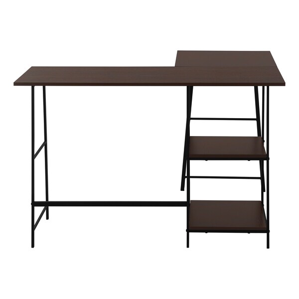 Monarch Specialties Computer Desk, Home Office, Corner, Storage Shelves, 48"L, L Shape, Work, Laptop, Metal, Brown - I 7590