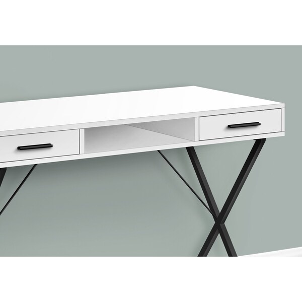 Monarch Specialties Computer Desk, Home Office, Laptop, Left, Right Set-up, Storage Drawers, 42"L, Work, Metal, White - I 7790