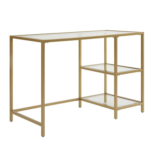 Guest Room Marcello Glass Top Desk with Shelves - Gold - 20 x 29.5 x 42 in. - GU2549246